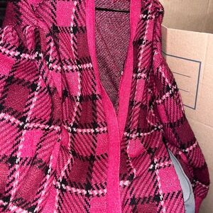 Time and Tru Pink Plaid Women's Vest